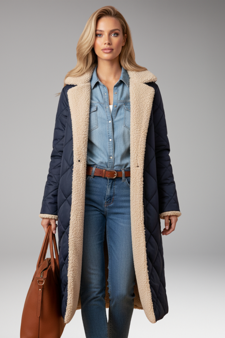 Women's Padded Coat with Hood and Reversible Design