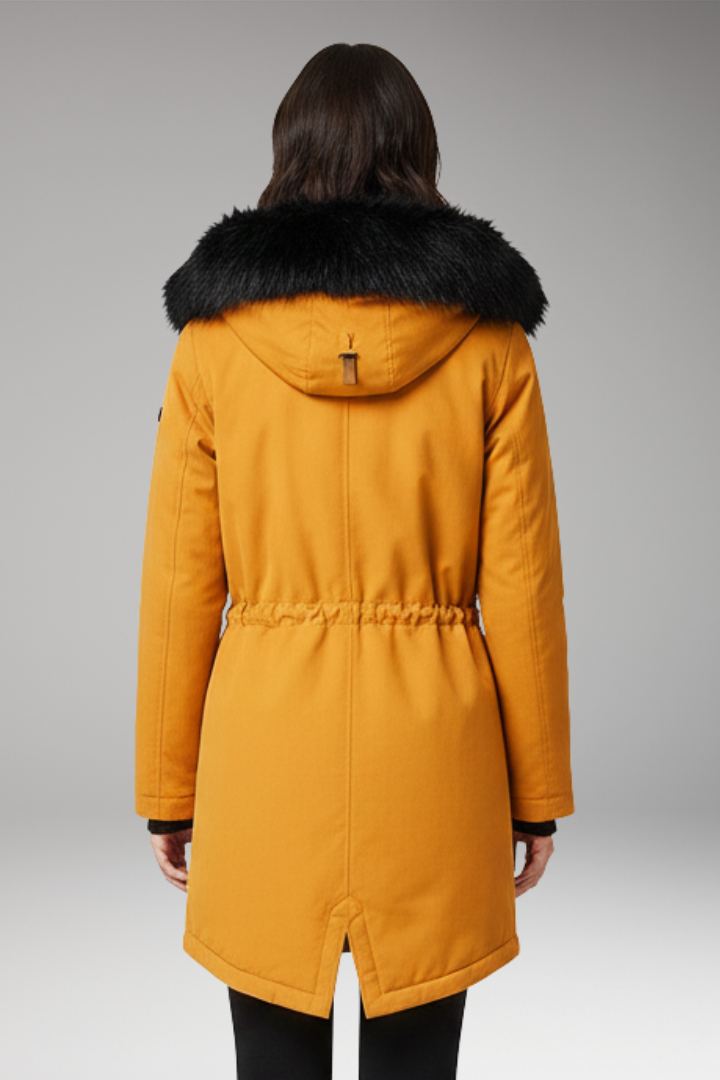 Women's Parka Jacket with Hood and Button Closures