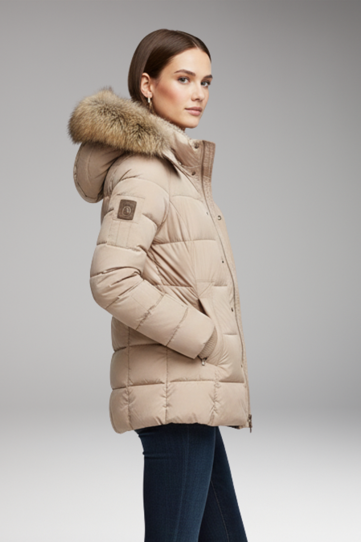Women's Parka Jacket with Hood and Padded Interior