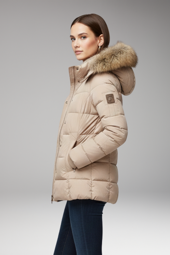 Women's Parka Jacket with Hood and Padded Interior