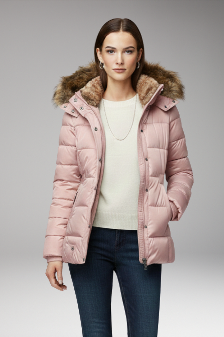 Women's Parka Jacket with Hood and Padded Interior