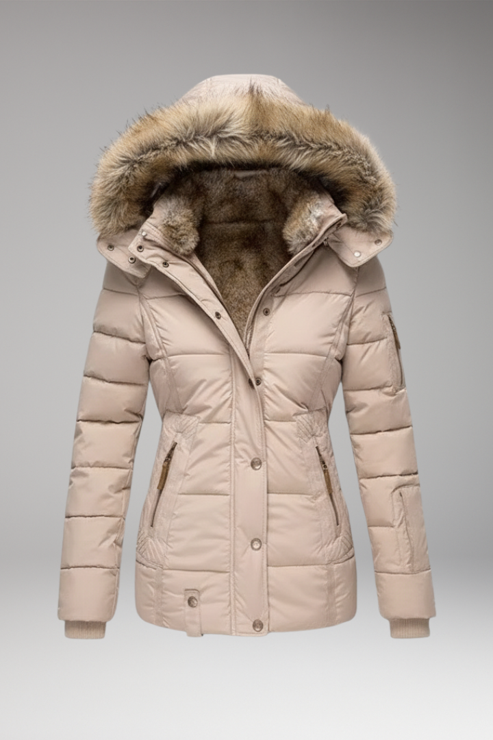 Women's Parka Jacket with Hood and Padded Interior