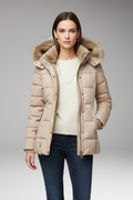 Women's Parka Jacket with Hood and Padded Interior