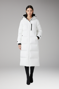 Women's Puffer Coat with Hood and Long Quilted Design