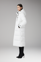 Women's Puffer Coat with Hood and Long Quilted Design