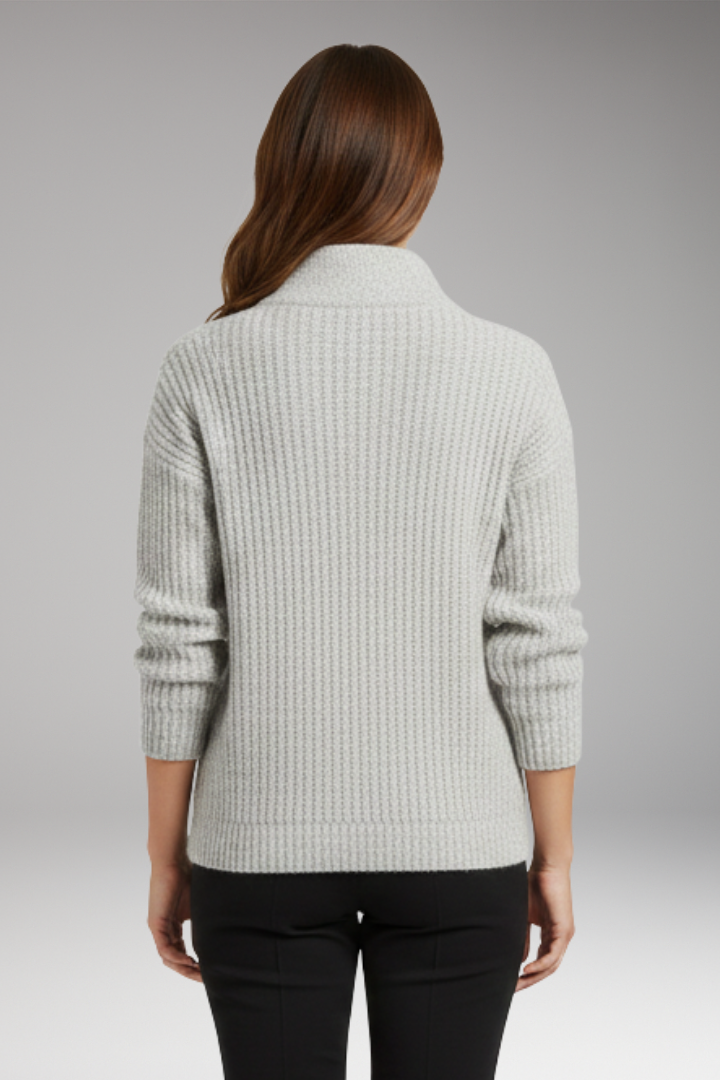 Women's Pullover with V-Neck and Half-Zip