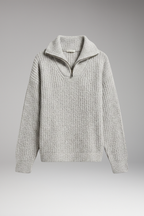 Women's Pullover with V-Neck and Half-Zip