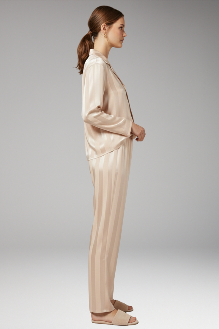 Women's Pyjama Set with Button Shirt and Straight Trousers