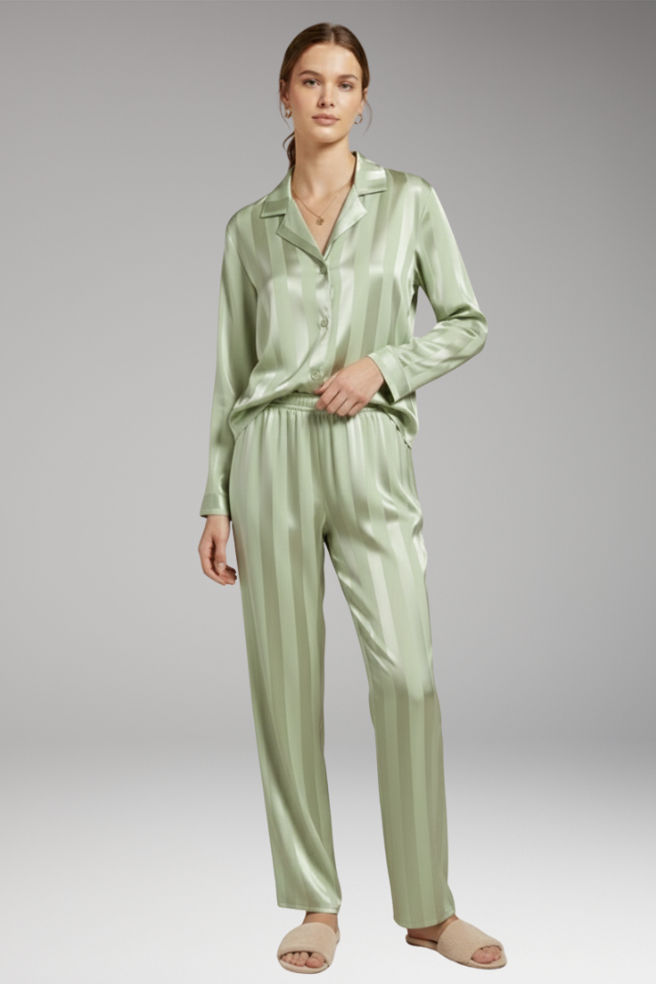Women's Pyjama Set with Button Shirt and Straight Trousers