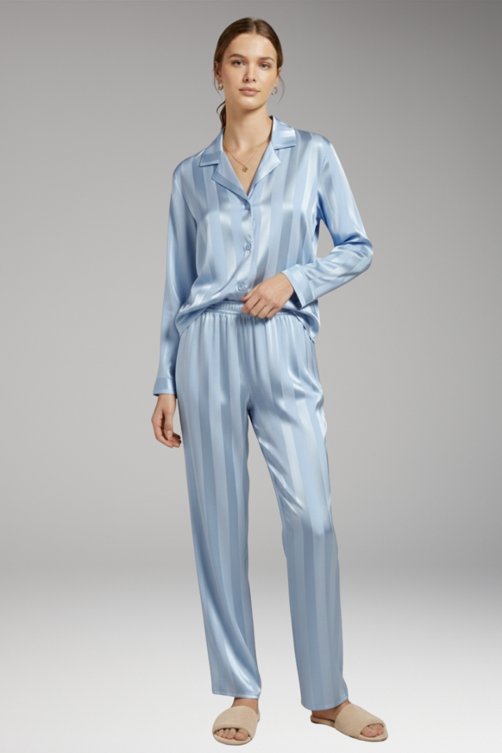 Women's Pyjama Set with Button Shirt and Straight Trousers