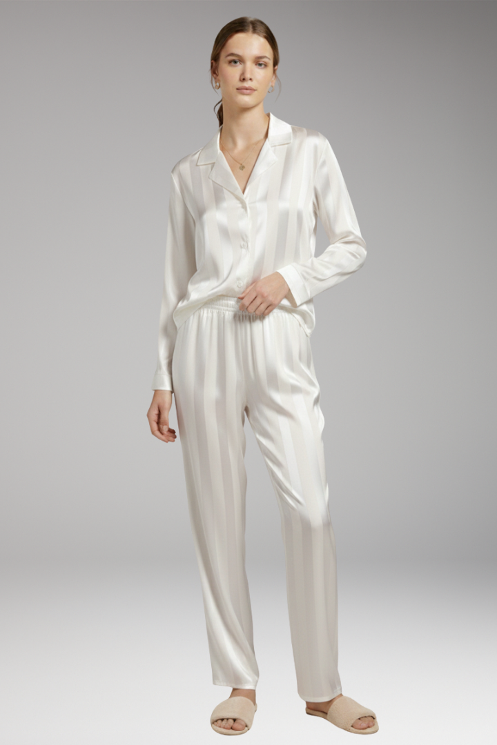 Women's Pyjama Set with Button Shirt and Straight Trousers