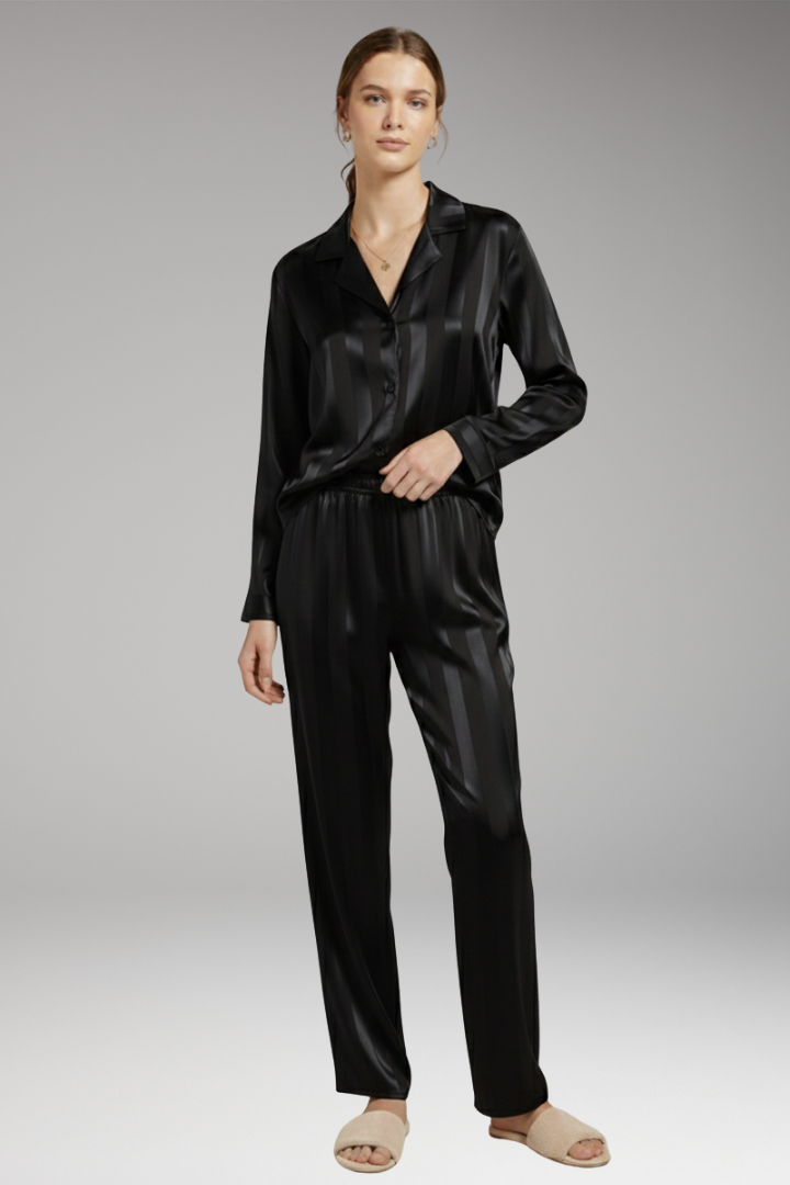 Women's Pyjama Set with Button Shirt and Straight Trousers