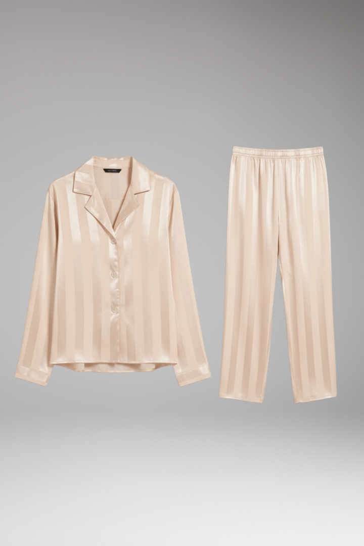 Women's Pyjama Set with Button Shirt and Straight Trousers