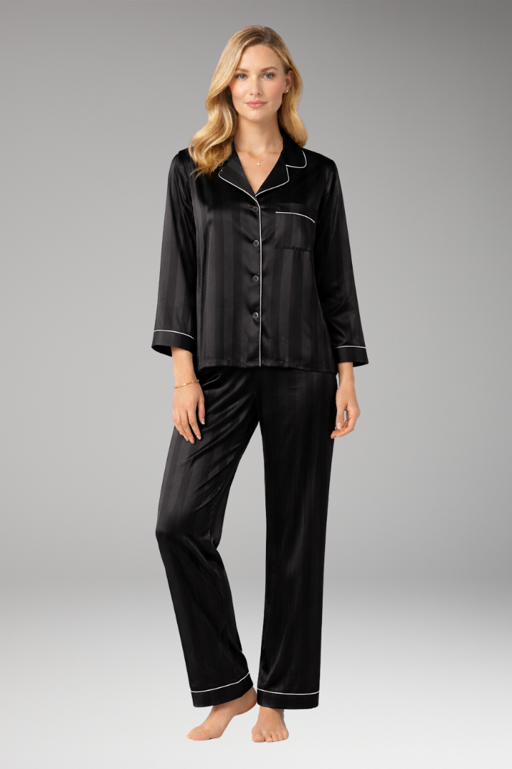 Women's Pyjama Set with Button Top and Straight Pants