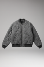 Women's Quilted Bomber Jacket with High Collar and Ribbed Edges
