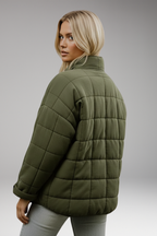 Women's Quilted Jacket with High Collar and Zip Closure