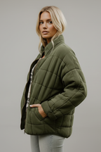 Women's Quilted Jacket with High Collar and Zip Closure