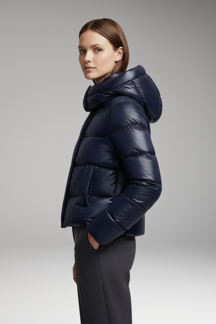 Women's Quilted Jacket with Hood and Pockets