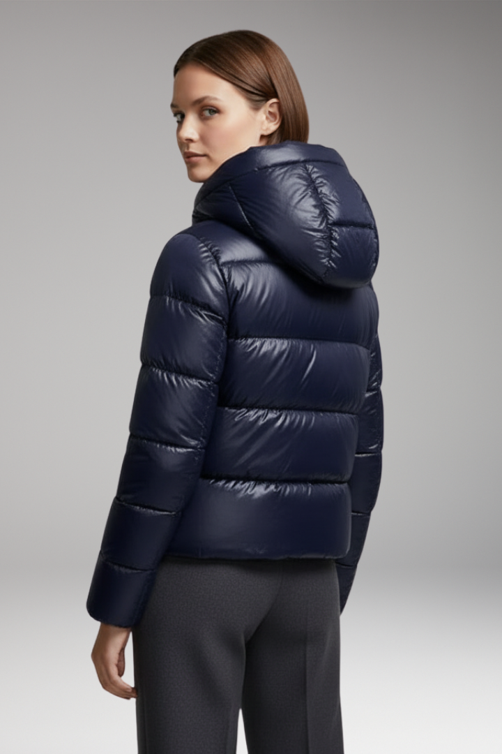 Women's Quilted Jacket with Hood and Pockets
