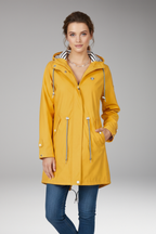 Women's Raincoat with Adjustable Hood and Water-Resistant Design
