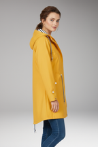 Women's Raincoat with Adjustable Hood and Water-Resistant Design