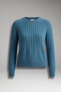 Women's Ribbed Knit Sweater with Round Neck