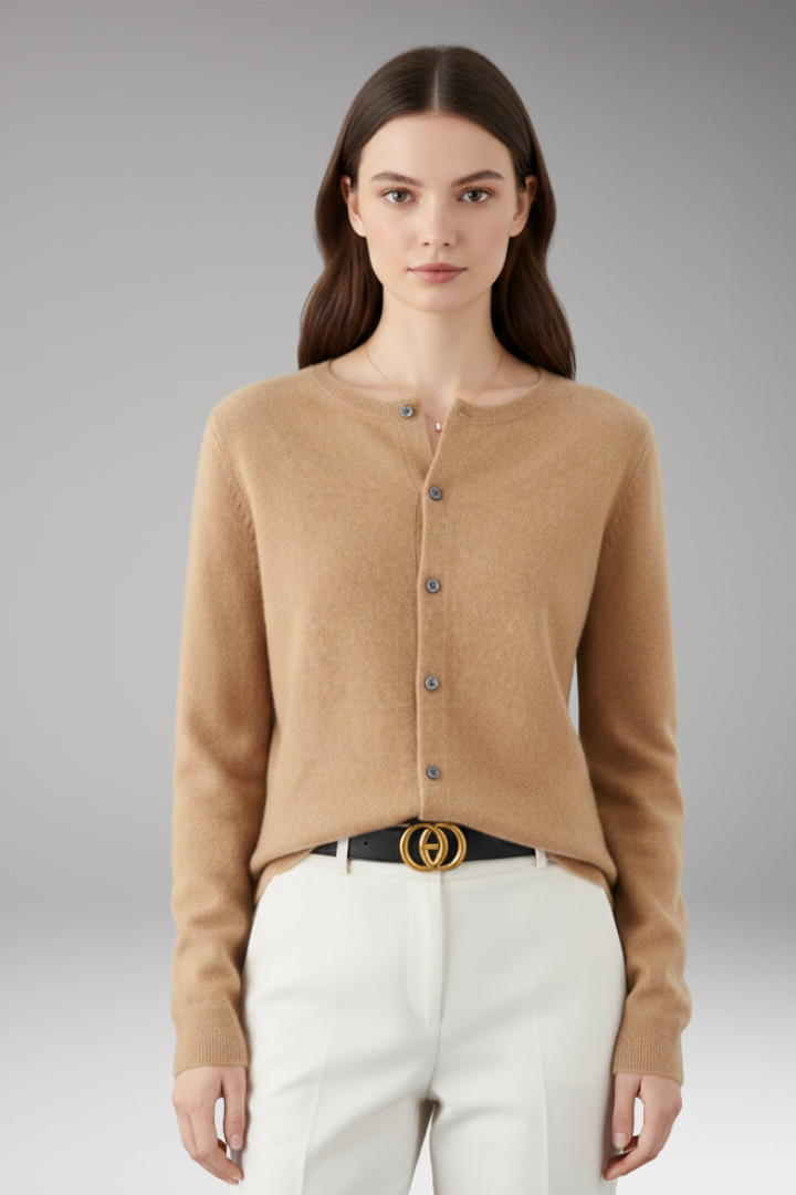 Women's Cardigan with V-Neck and Button Closure