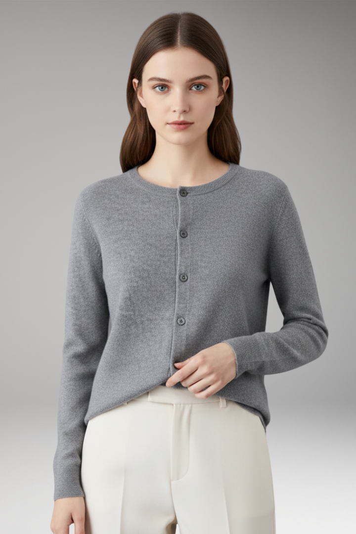 Women's Cardigan with V-Neck and Button Closure