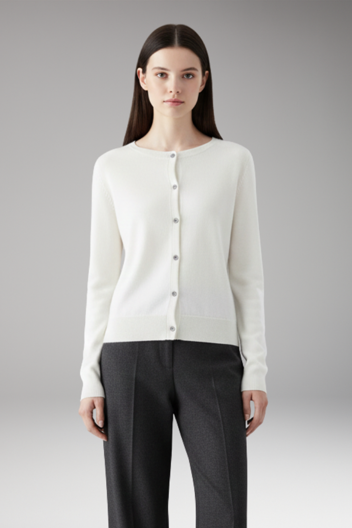 Women's Cardigan with V-Neck and Button Closure