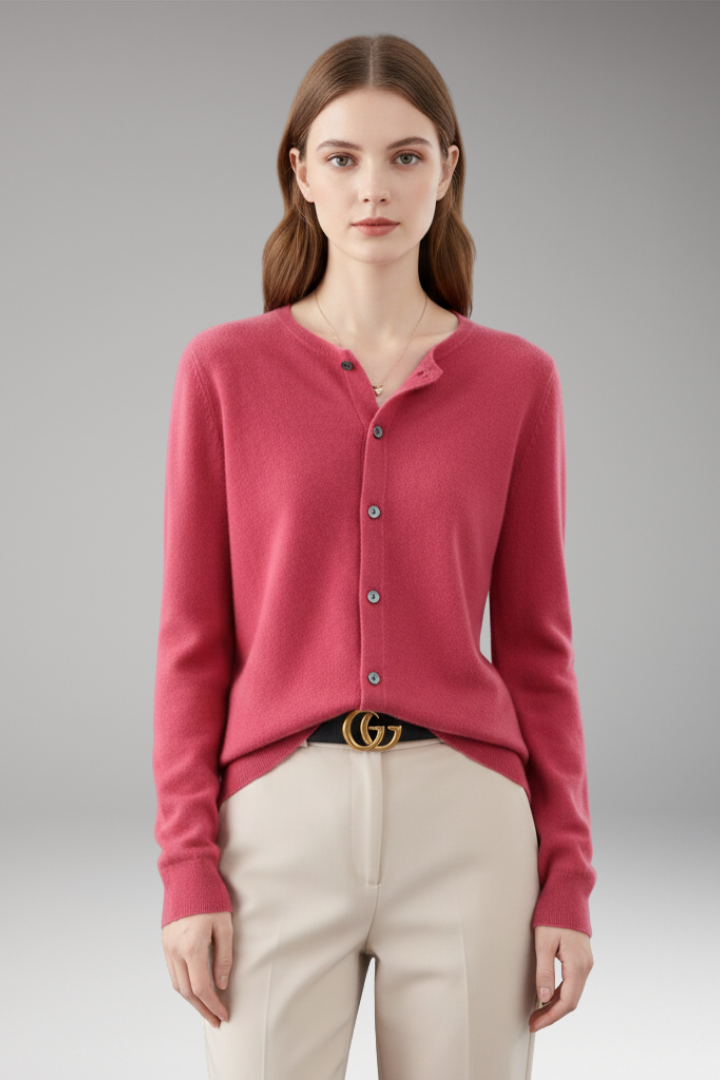 Women's Cardigan with V-Neck and Button Closure
