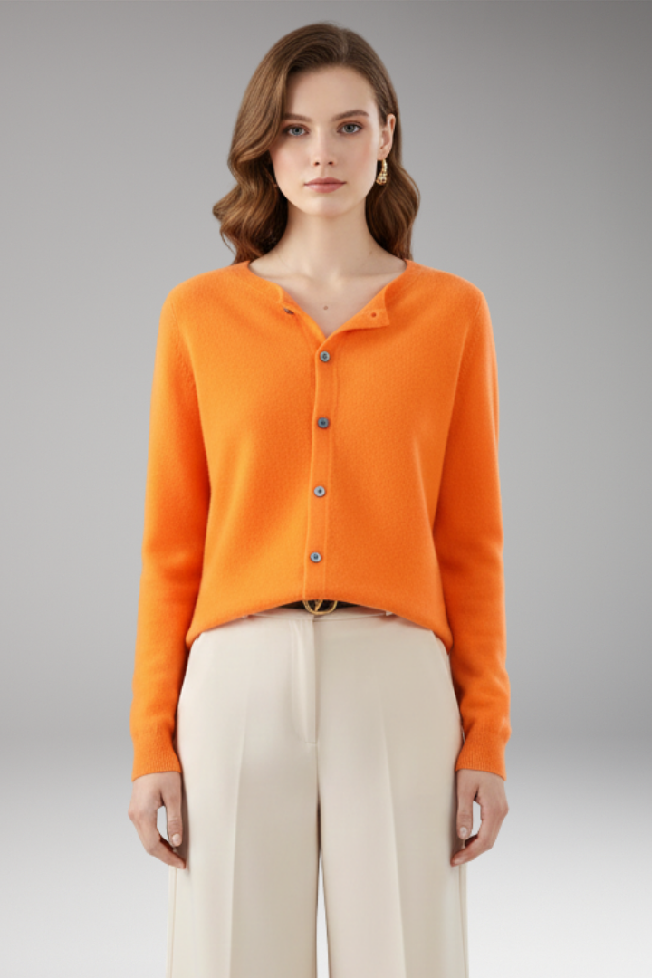 Women's Cardigan with V-Neck and Button Closure