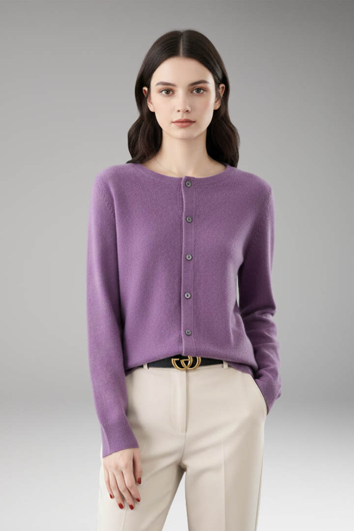 Women's Cardigan with V-Neck and Button Closure