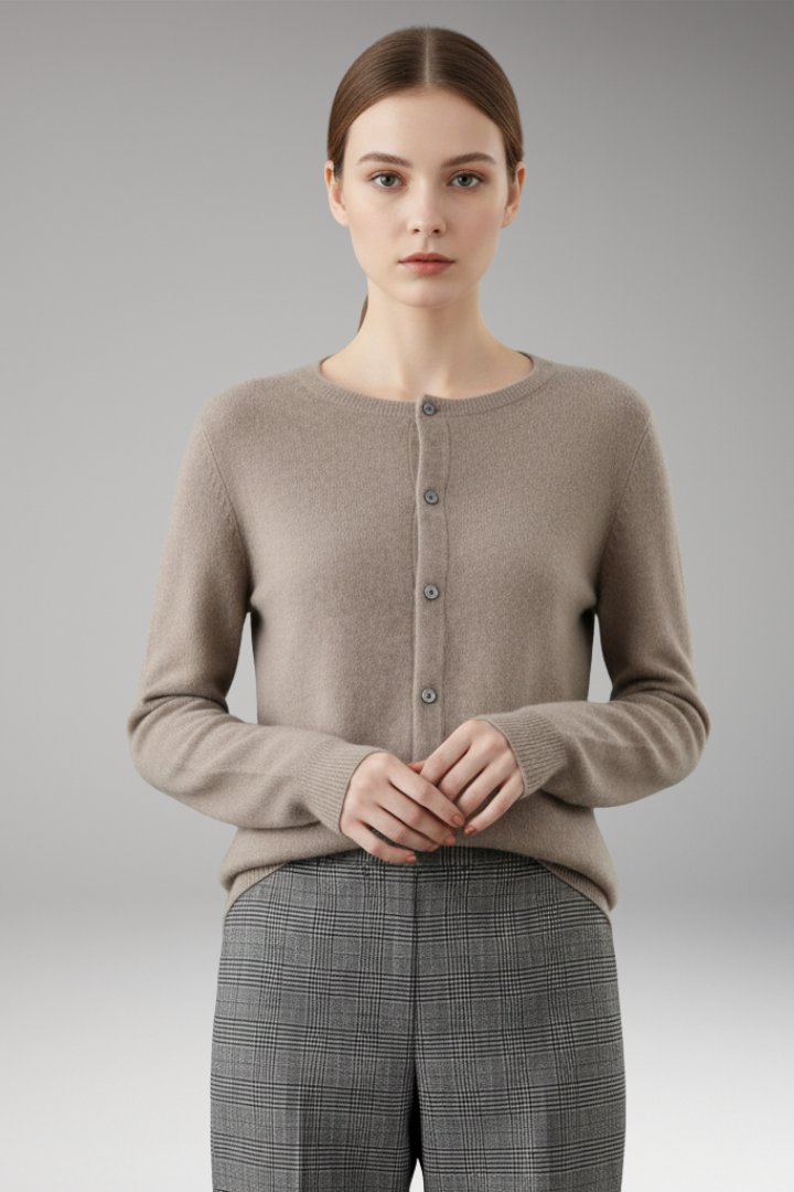 Women's Cardigan with V-Neck and Button Closure