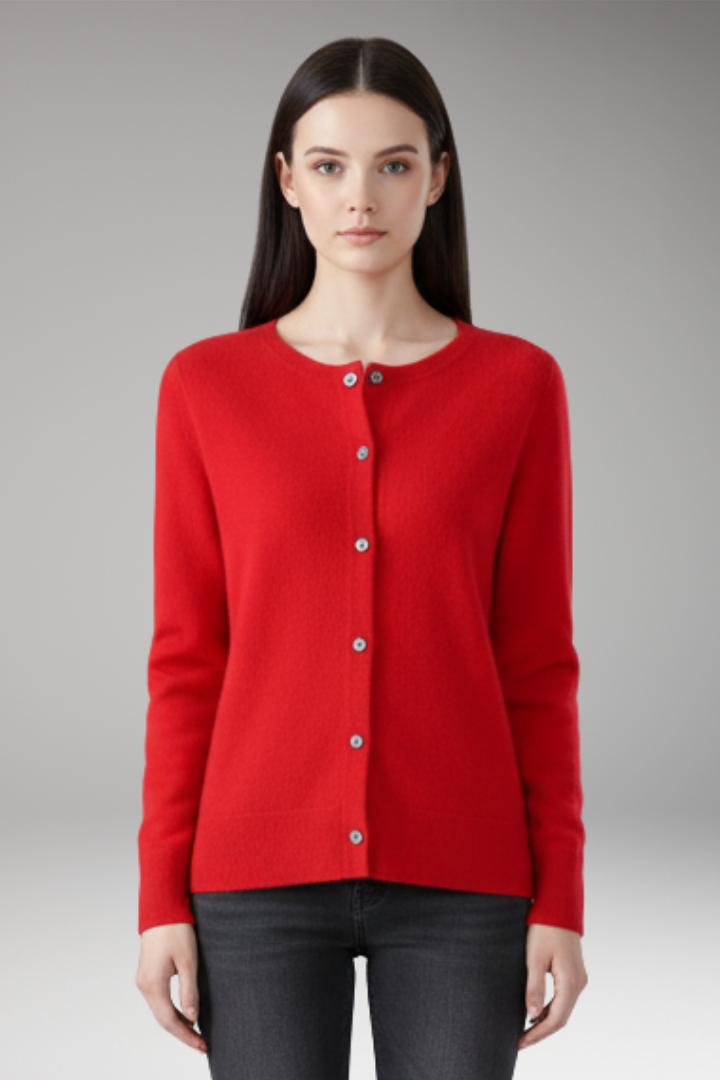Women's Cardigan with V-Neck and Button Closure