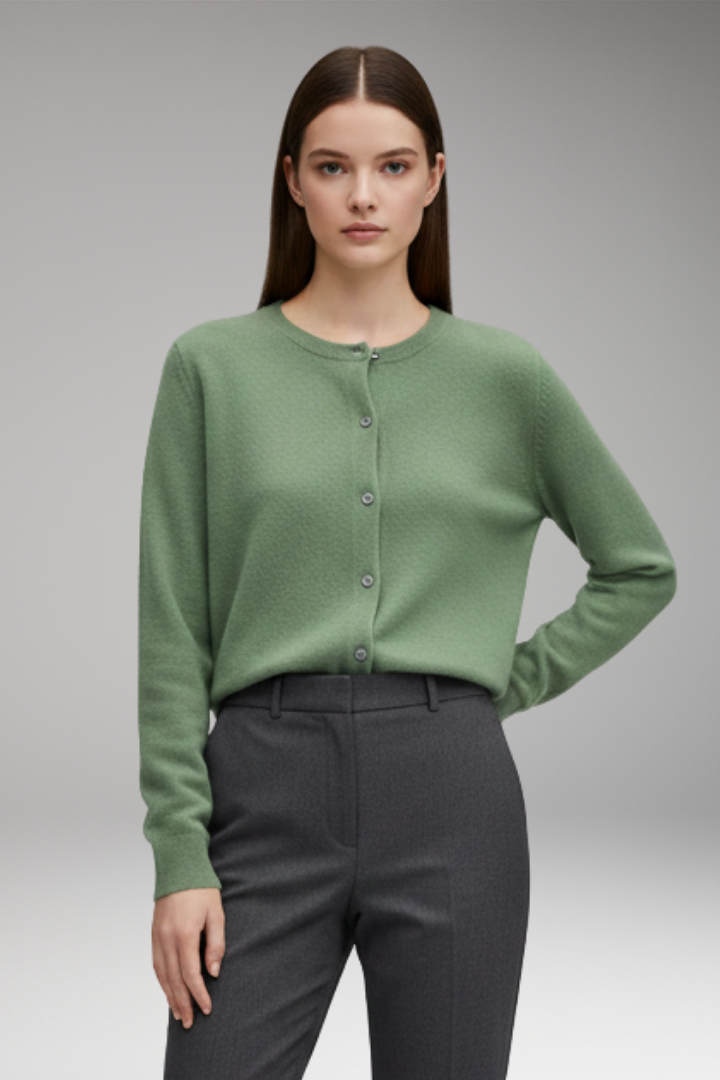 Women's Cardigan with V-Neck and Button Closure