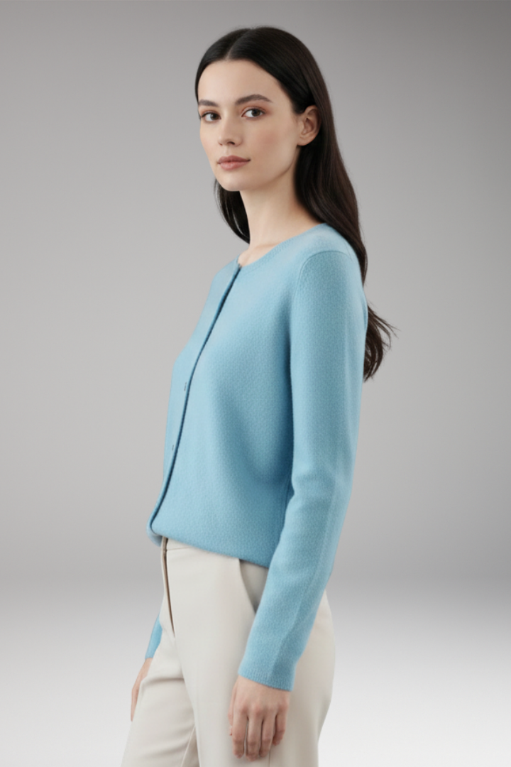 Women's Cardigan with V-Neck and Button Closure