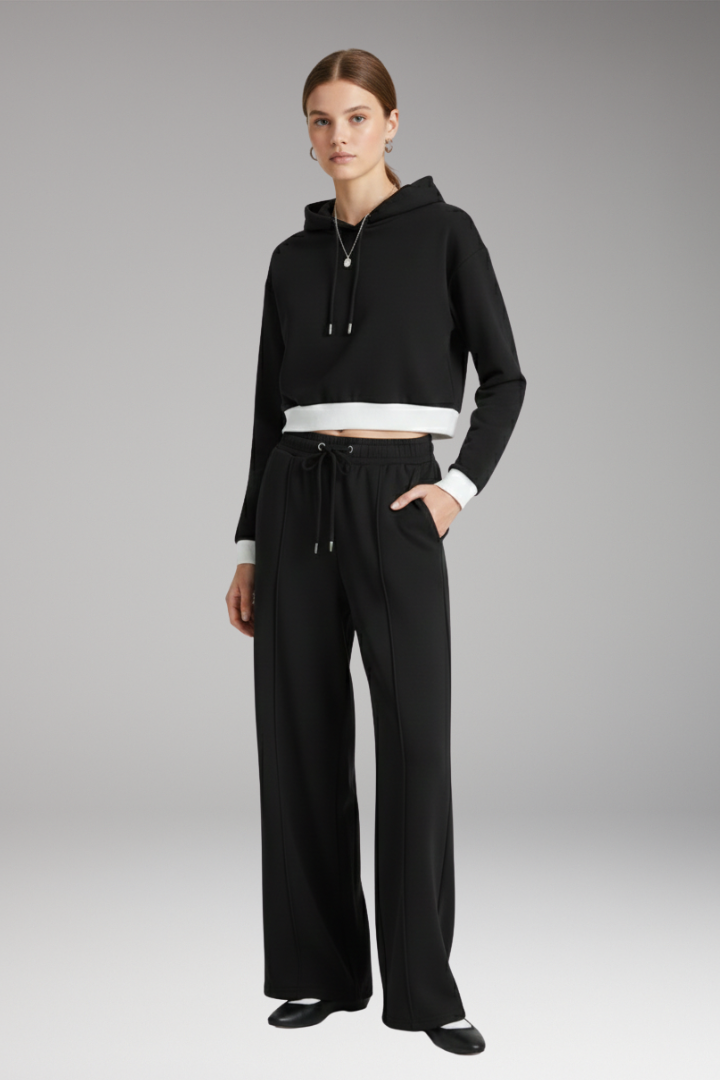 Women's Set with Hooded Top and Wide Pants