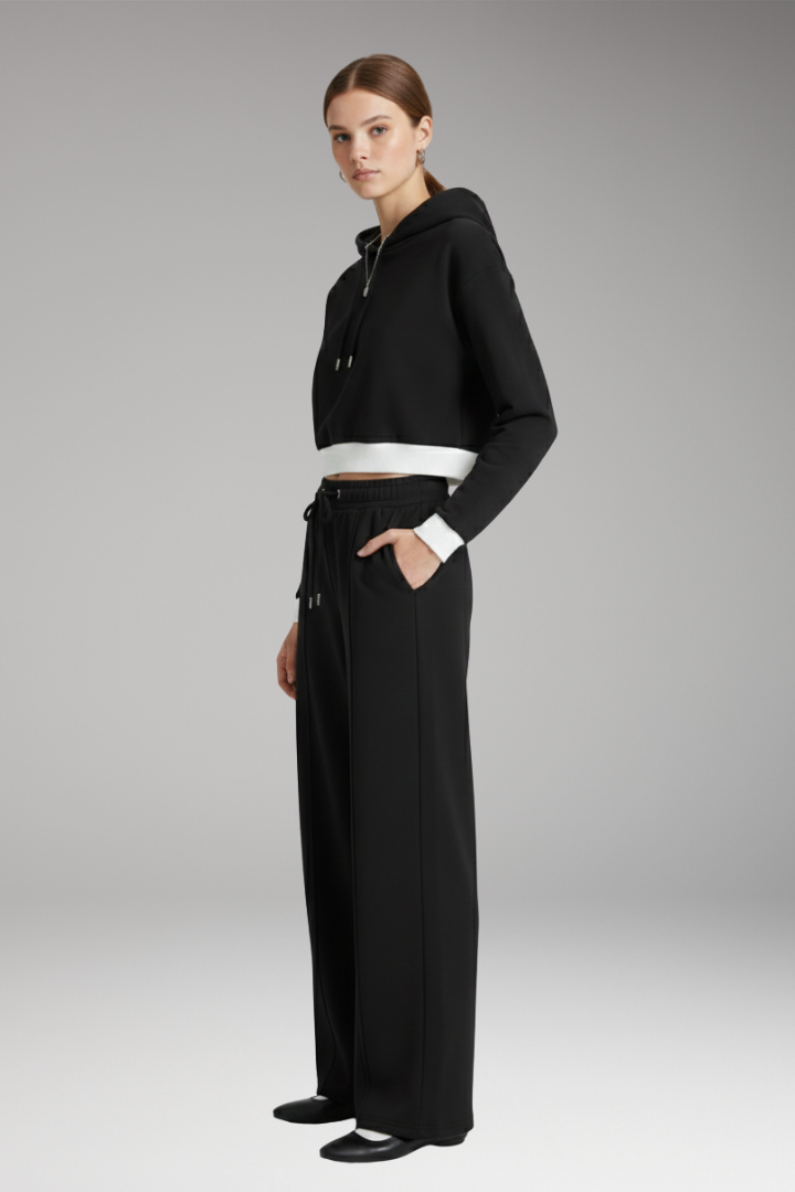 Women's Set with Hooded Top and Wide Pants