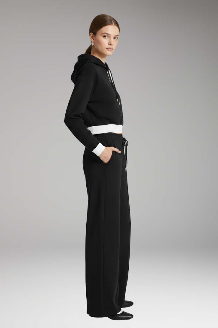 Women's Set with Hooded Top and Wide Pants