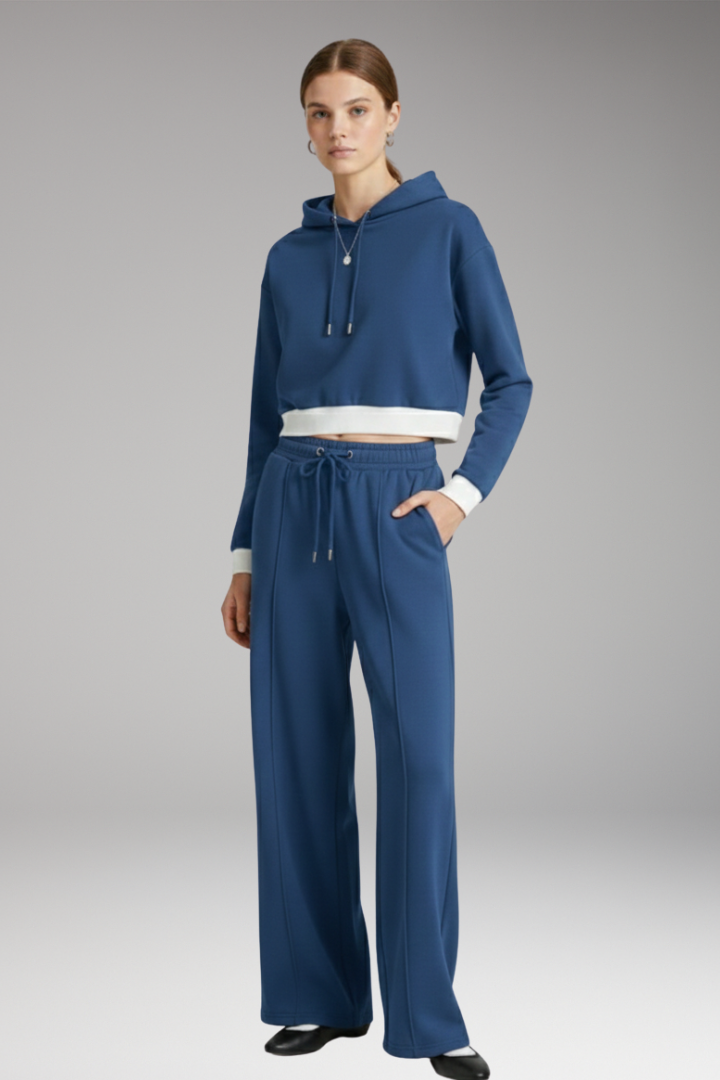 Women's Set with Hooded Top and Wide Pants