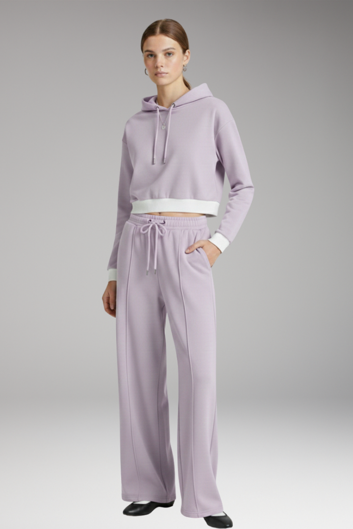Women's Set with Hooded Top and Wide Pants