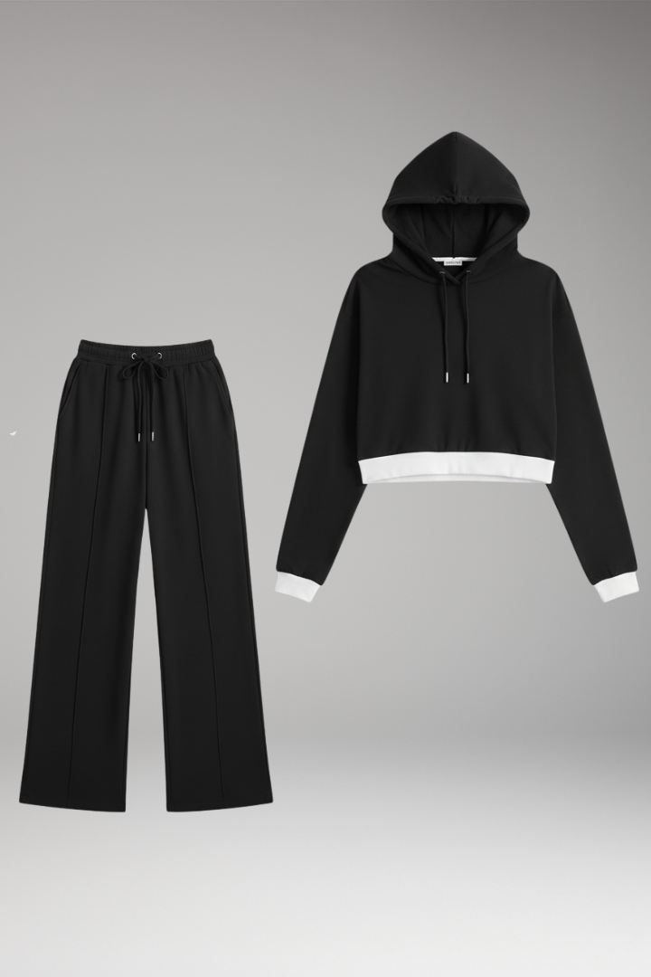 Women's Set with Hooded Top and Wide Pants