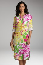 Women's Shirt Dress with Collar and Button Placket