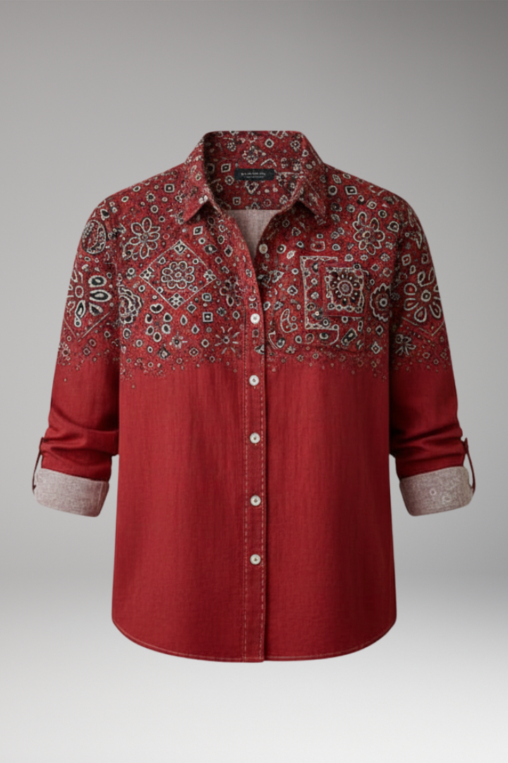 Women's Shirt with Classic Collar and Button Closure