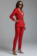 Women's Suit Set with Blazer and Straight-Leg Trousers