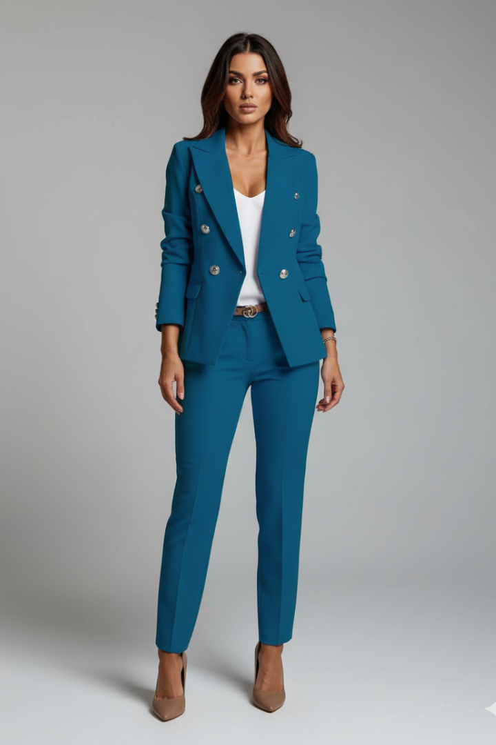 Women's Suit Set with Blazer and Straight-Leg Trousers