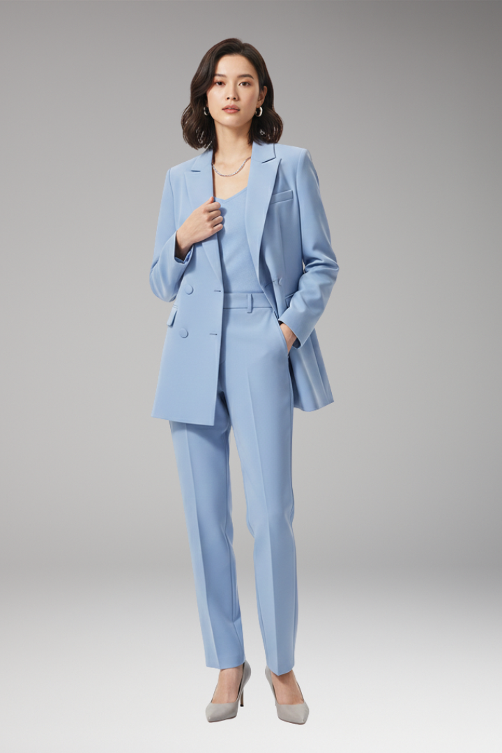 Women's Suit Set with Blazer and Straight Trousers