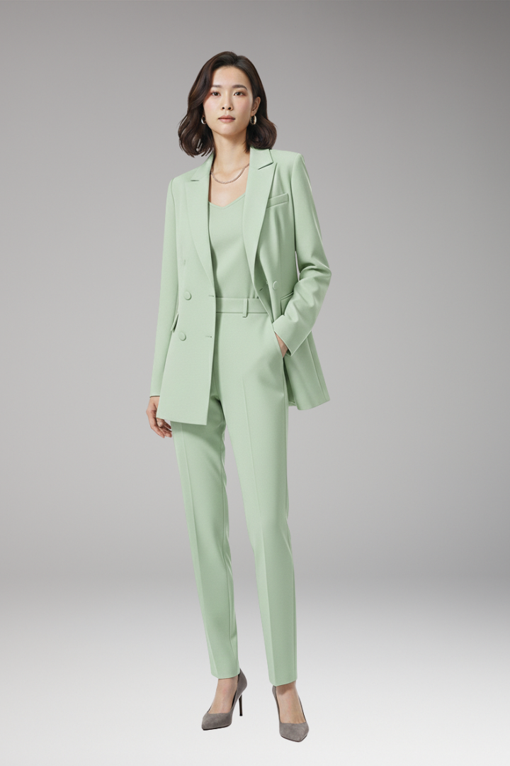 Women's Suit Set with Blazer and Straight Trousers