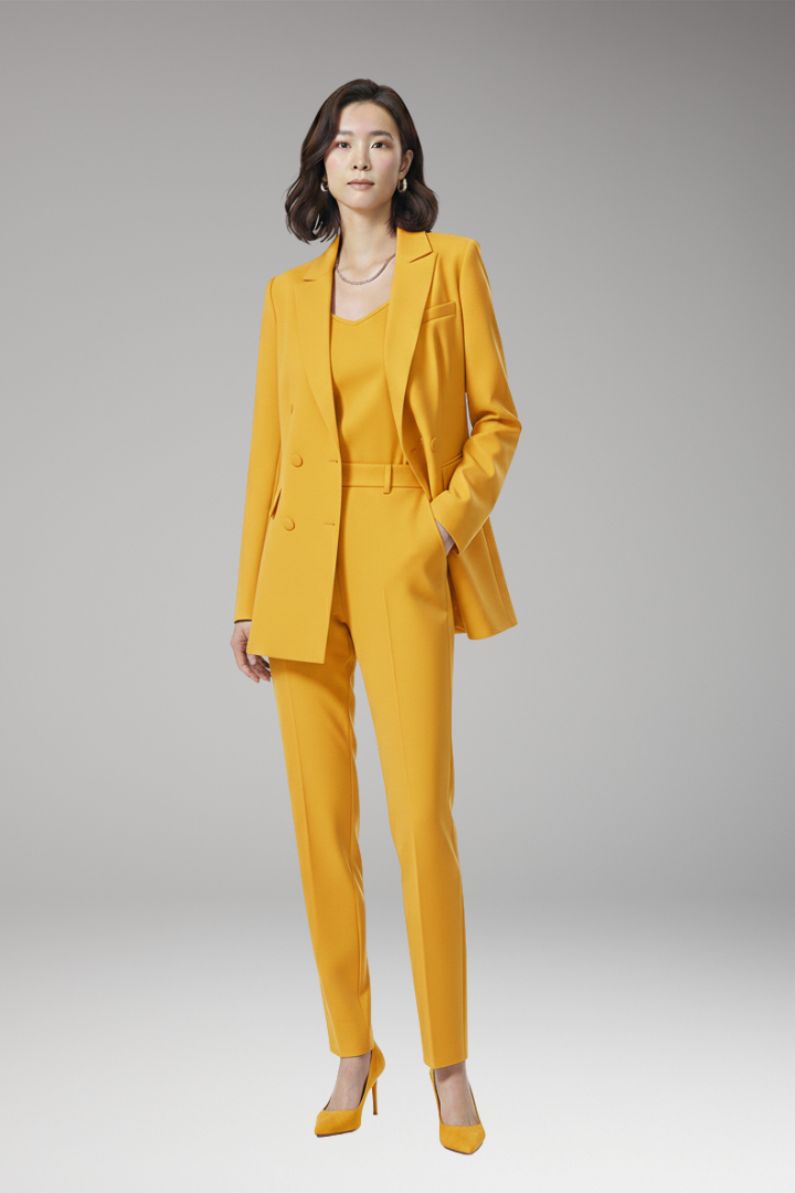 Women's Suit Set with Blazer and Straight Trousers
