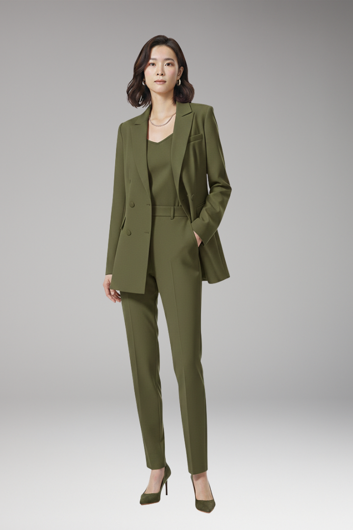 Women's Suit Set with Blazer and Straight Trousers